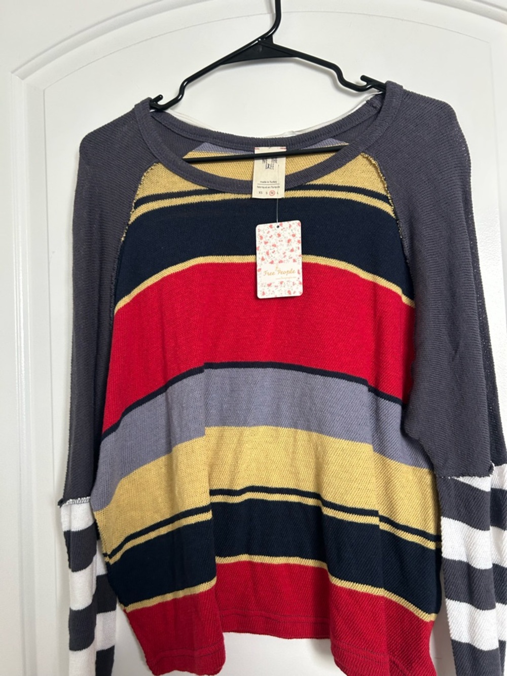 Free people Sunny Side Striped Long Sleeve Tee Size M retro boho chic NWT 70s - Picture 4 of 11